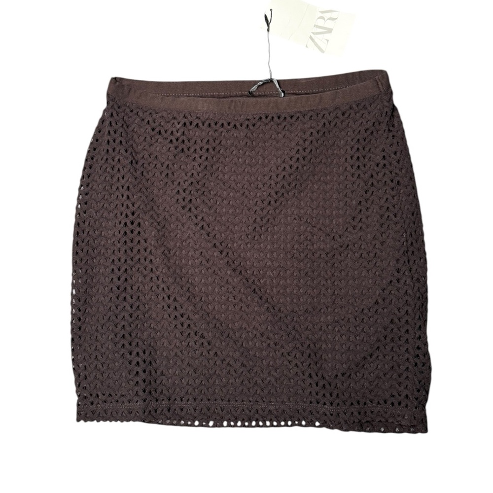 Zara chocolate‎ Brown textured mini Skirt Medium